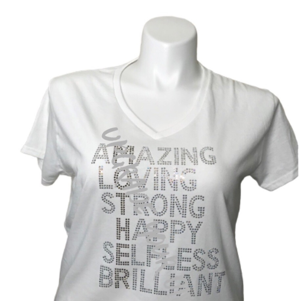 RHINESTONE Womans V-neck T’shirt